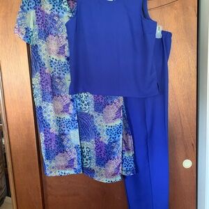 Women's Royal Blue Sleeveless Top & Pants Set